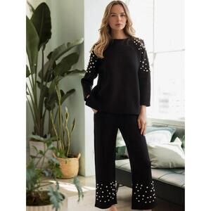 NEW JOH fiona pearl top in black